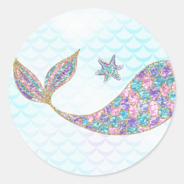 Mermaid sticker Glitter, Under the sea Thank you (Front)
