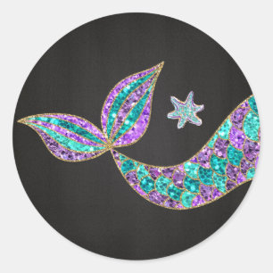 Mermaid sticker Glitter, Under the sea Thank you