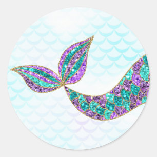 Mermaid sticker Glitter, Under the sea Thank you