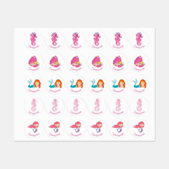 Mermaid sticker Labels (Sheet)