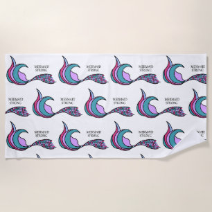 Mermaid Strong Mermaid Tail Beach Towel