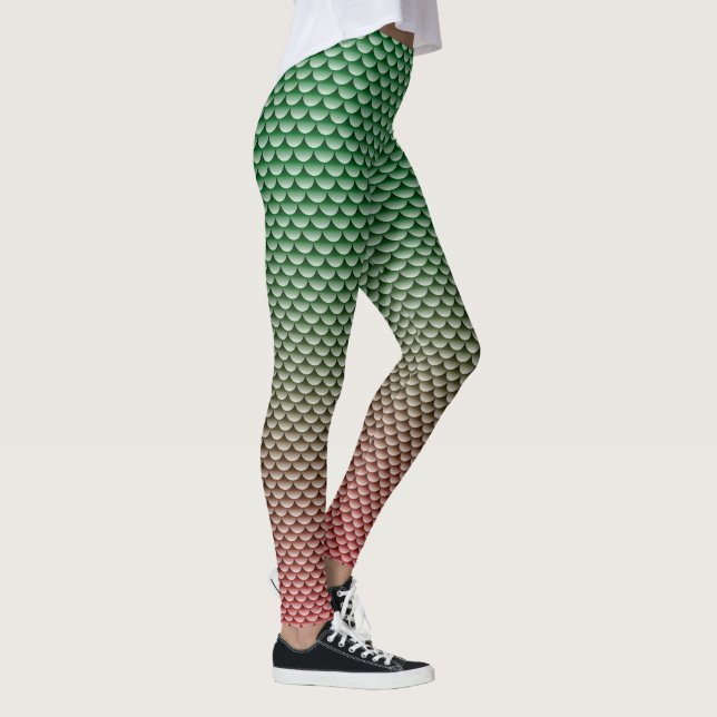 Mermaid Style ~ Green & Red Leggings (Right)