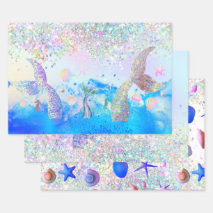  mermaid style wrapping paper sheet
