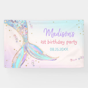 Mermaid Summer Pool 1st Birthday Party Banner
