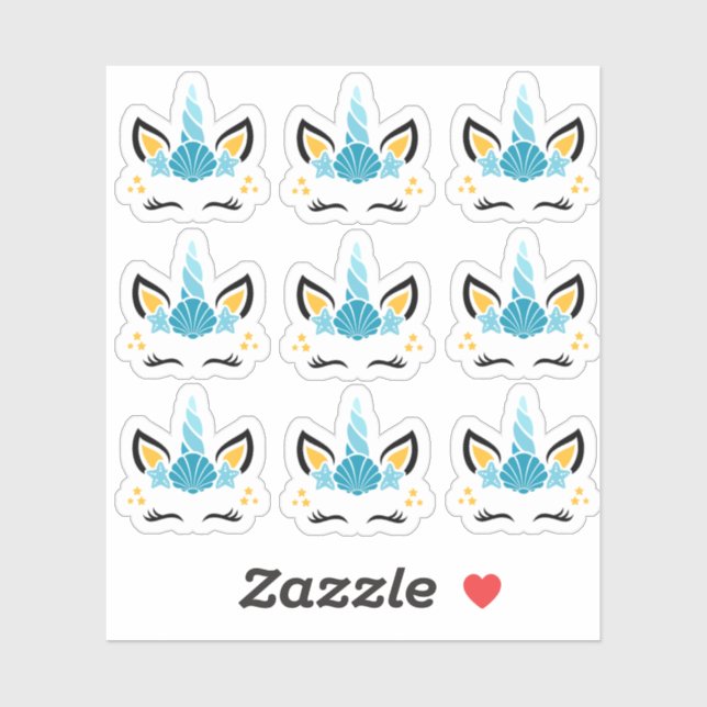Mermaid Summer Unicorn Stickers (Sheet)