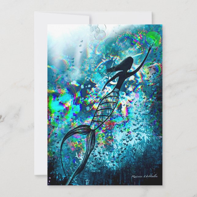 Mermaid Surfacing Thank You Card (Front)