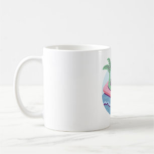 Mermaid Surfing on Pink Surfboard Coffee Mug