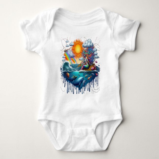 Mermaid Surreal Subconscious Sun-Kissed Morning Baby Bodysuit (Front)