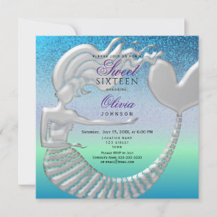 Mermaid Sweet 16 Birthday Invitation