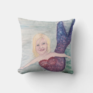 Mermaid Swimming Art Painting Cushion
