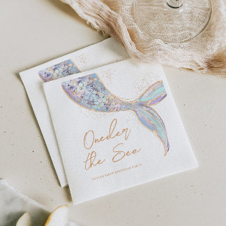 Mermaid Tail 1st Birthday Napkin