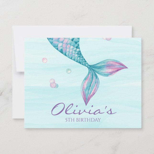 Mermaid tail birthday invitation (Front)