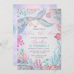 Mermaid Tail Birthday Invitation Mermaid Under the