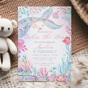 Mermaid Tail Birthday Invitation Mermaid Under the