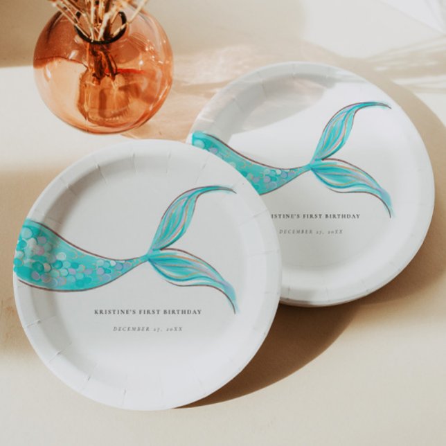Mermaid Tail Birthday Paper Plates (Creator Uploaded)