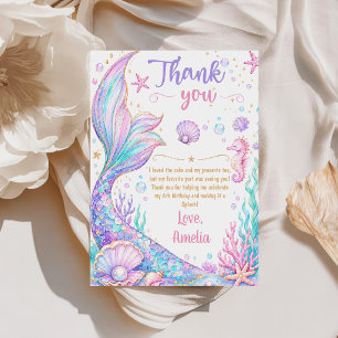 Mermaid Tail Birthday Party Thank You Card