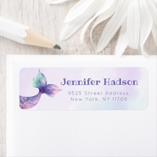 Mermaid tail birthday Return Address Label (Insitu)
