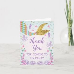 Mermaid Tail Birthday Thank You Card