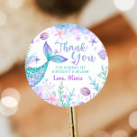 Mermaid Tail Birthday Thank You Classic Round Sticker<br><div class="desc">Mermaid Tail Birthday Thank You Classic Round Sticker</div>