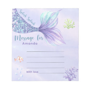Mermaid tail birthday time capsule message notepad