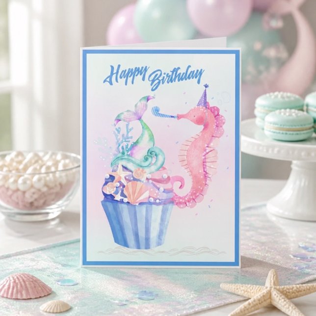 Mermaid Tail Cupcake Birthday Card (Creator Uploaded)