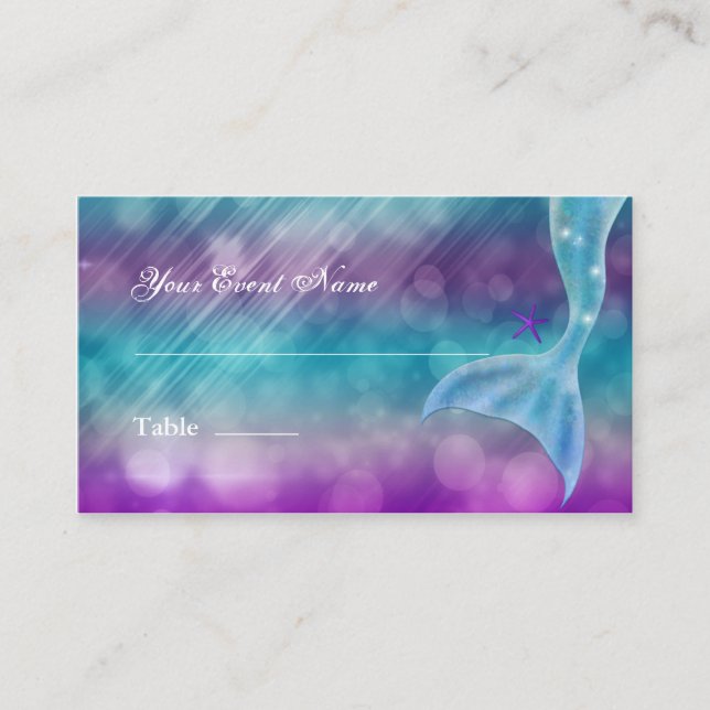 Mermaid Tail Enchanted Under The Sea Table Seating Place Card (Front)