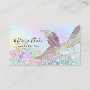 mermaid tail faux pastel glitter business card