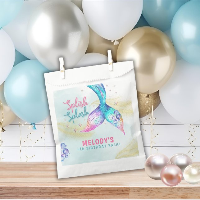 Mermaid Tail Glitter Splish Splash birthday Favour Bag (Creator Uploaded)