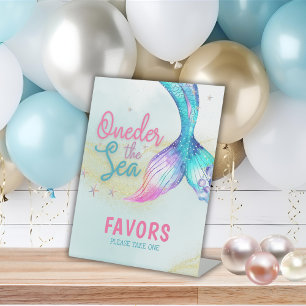 Mermaid Tail Onder the sea 1st birthday Favours Pedestal Sign