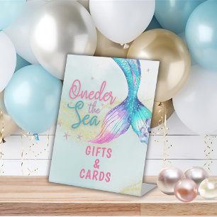 Mermaid Tail Onder the sea 1st birthday Gifts Pedestal Sign