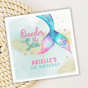 Mermaid Tail Onder the sea 1st birthday Napkin