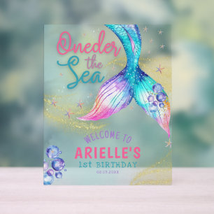 Mermaid Tail Onder the sea 1st birthday Welcome Acrylic Sign