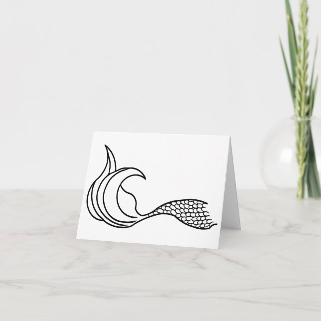 Mermaid Tail outline on blank note card (Front)