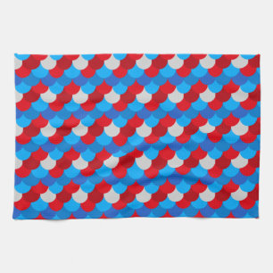 Mermaid Tail Pattern American Flag Colours Xmas Tea Towel