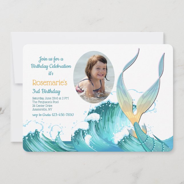 Mermaid Tail Photo Invitation (Front)