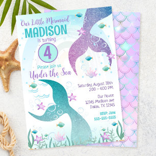 Mermaid Tail Pool Party Under the Sea Birthday Invitation