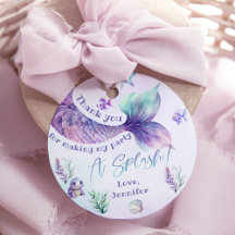 Mermaid tail purple birthday thank you