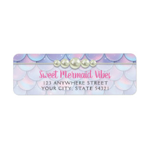 Mermaid Tail Scale & Pearl Pastel Return Address Label