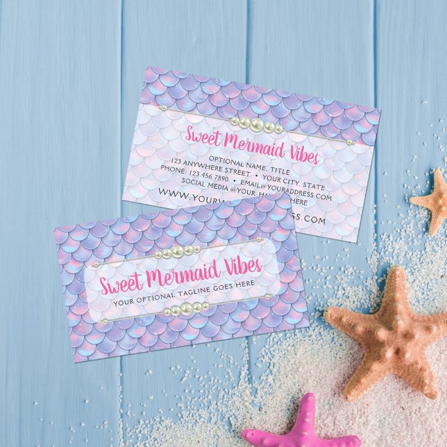 Mermaid Tail Scale & Pearl Pastel Sparkle Boutique Business Card (Creator Uploaded)