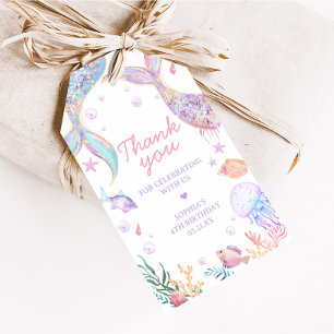Mermaid Tail Sea Birthday Party Favour Tags