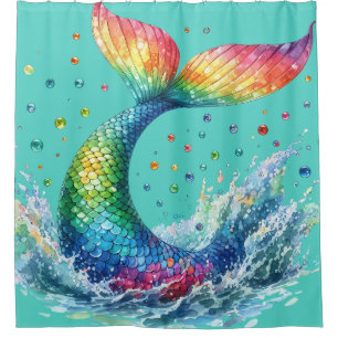 "Mermaid Tail Splash" Shower Curtain