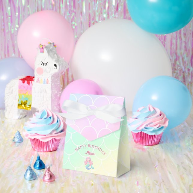 Mermaid Tail Teal Pink Girly Birthday Favour Box (Party)