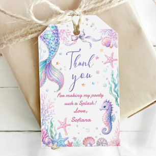 Mermaid Tail Thank You Birthday Party Favour Gift Tags