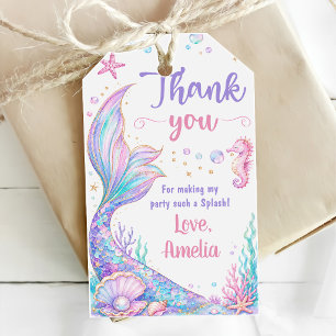 Mermaid Tail Thank You Birthday Party Favour Gift Tags