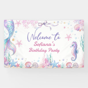 Mermaid Tail Under the Sea Birthday Banner