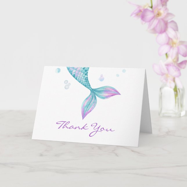 Mermaid Tail Under the Sea Birthday Card (Orchid)