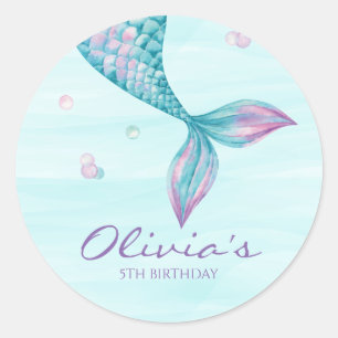 Mermaid Tail Under the Sea Birthday Classic Round  Sticker