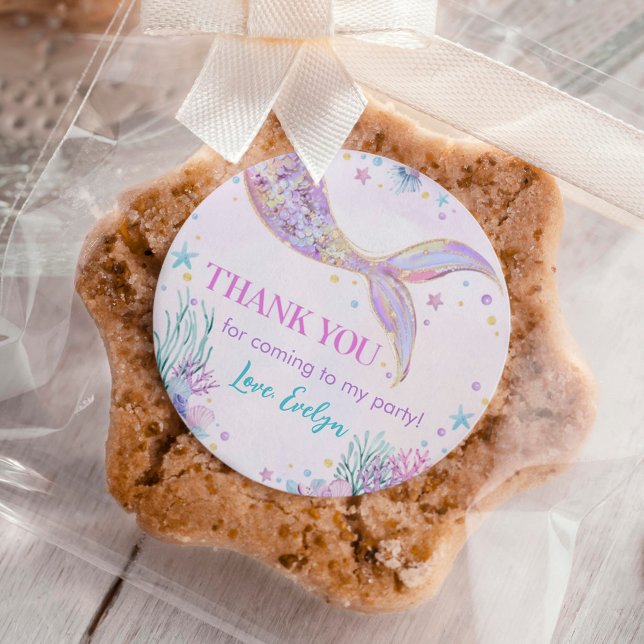 Mermaid Tail Under the Sea Birthday  Classic Round Sticker (Creator Uploaded)