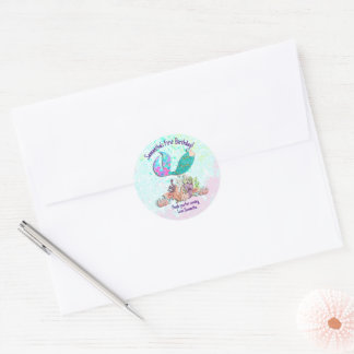 Mermaid Tail Under the Sea Birthday favour Classic Round Sticker