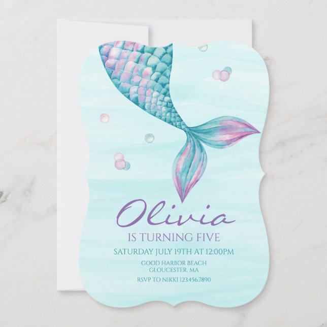 Mermaid Tail Under the Sea Birthday Invitation (Front)